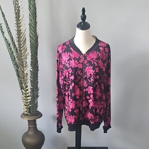 Cato Black and Hot Pink Zip Athleisure Jacket